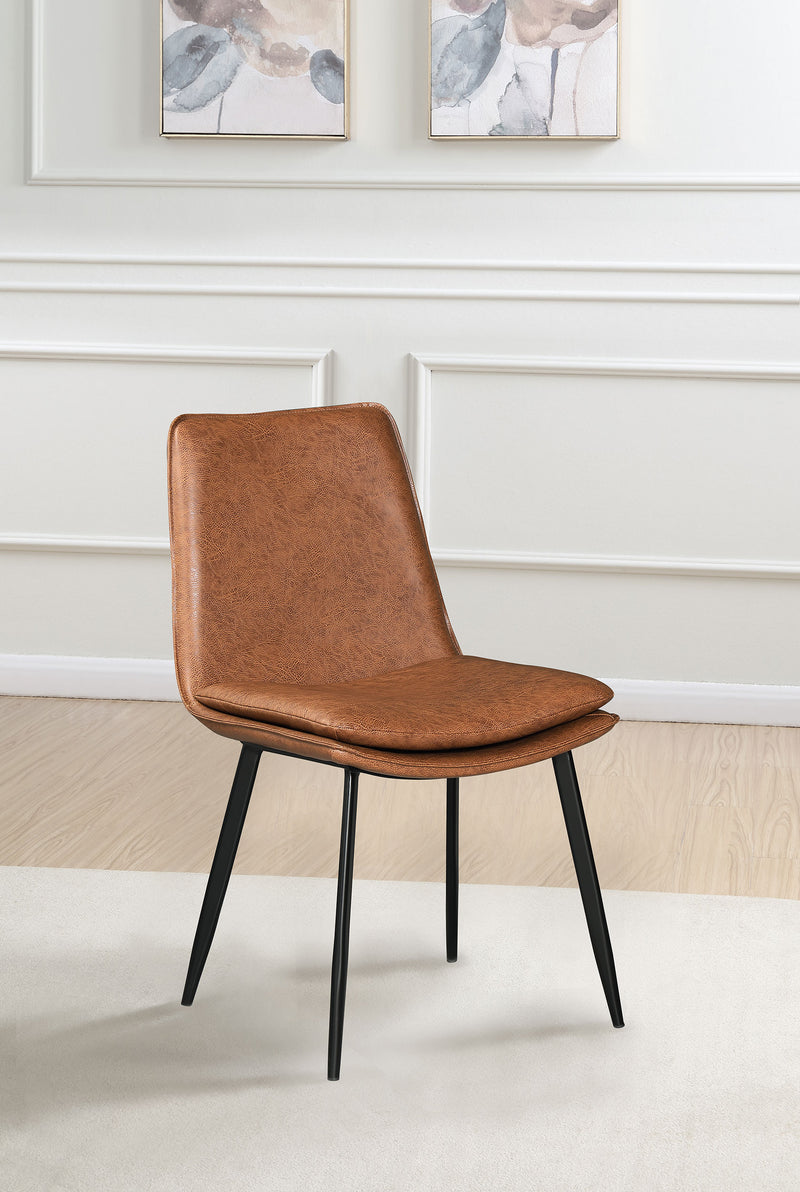 Ortega Padded Seat Solid Back Dining Side Chair Coffee and Black (Set of 2)