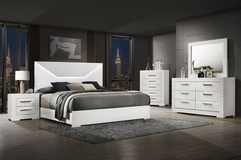 Ives 4 & 5 Piece Bedroom Set E.king & Queen White & Grey