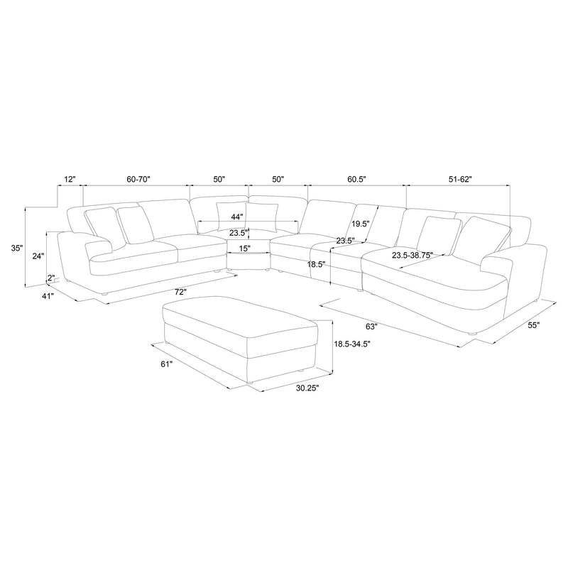 Emberson Upholstered Modular Sectional Sofa Ivory