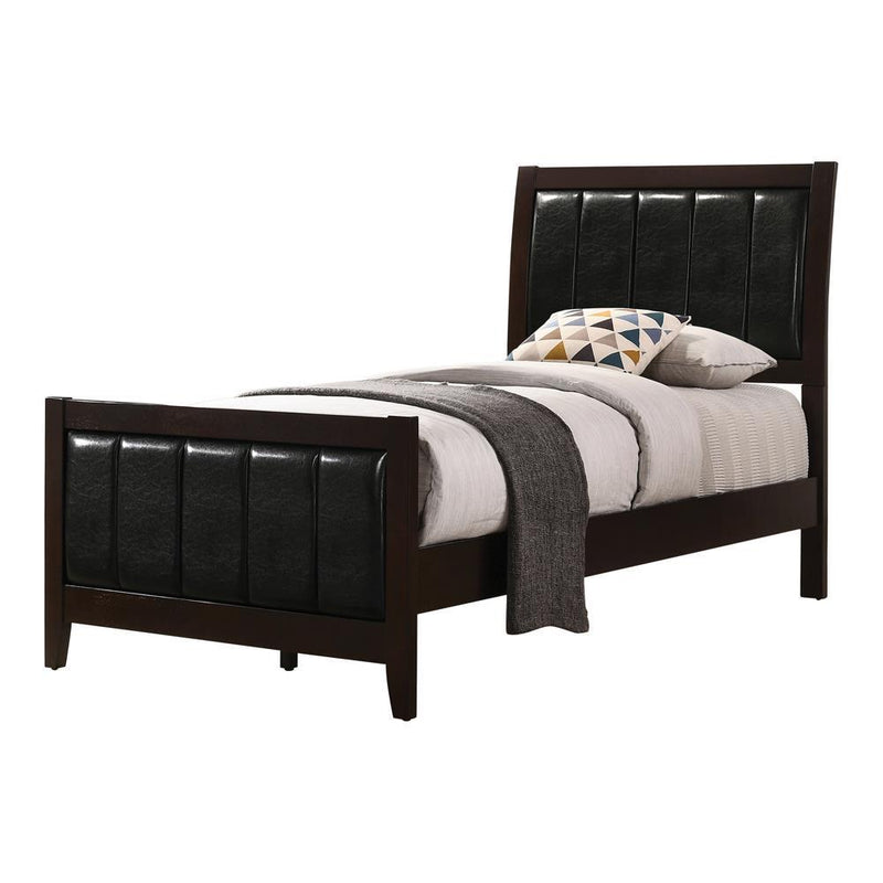 Carlton Full & Twin Upholstered Panel Bed Cappuccino and Black