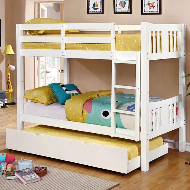 Cameron Dark Walnut, White & Gray Full/Full Bunk Bed