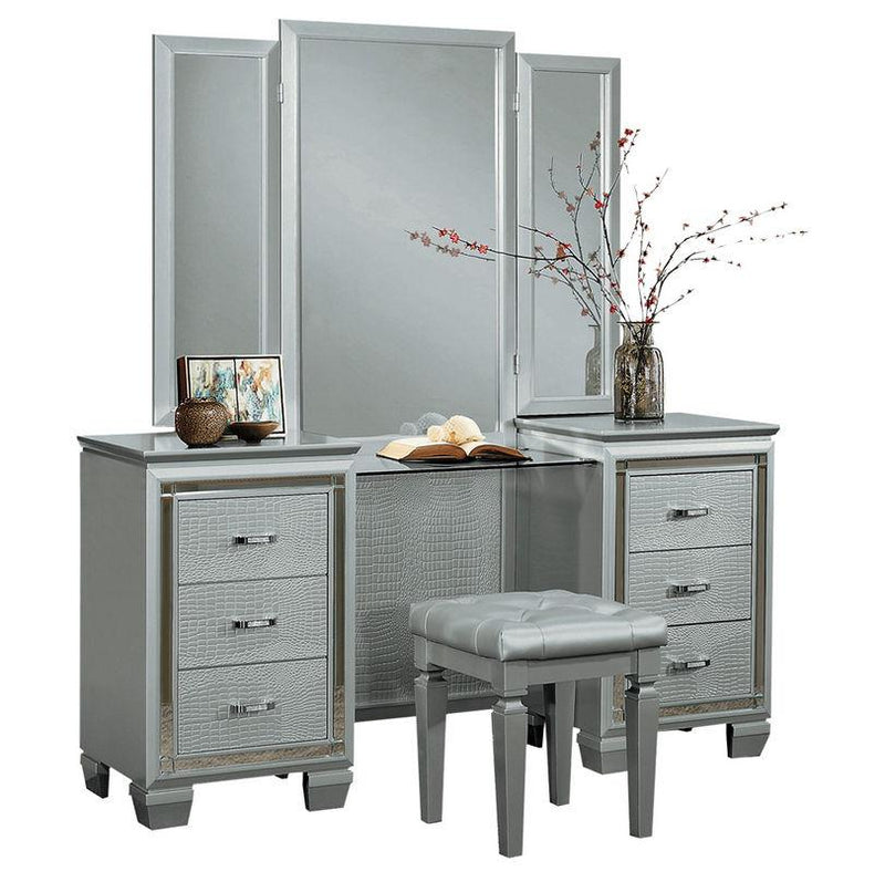 Allura Vanity Dresser with Mirror in Silver 1916-15*