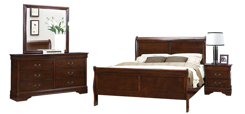 Mayville Queen Sleigh Bed in Brown Cherry 2147-1