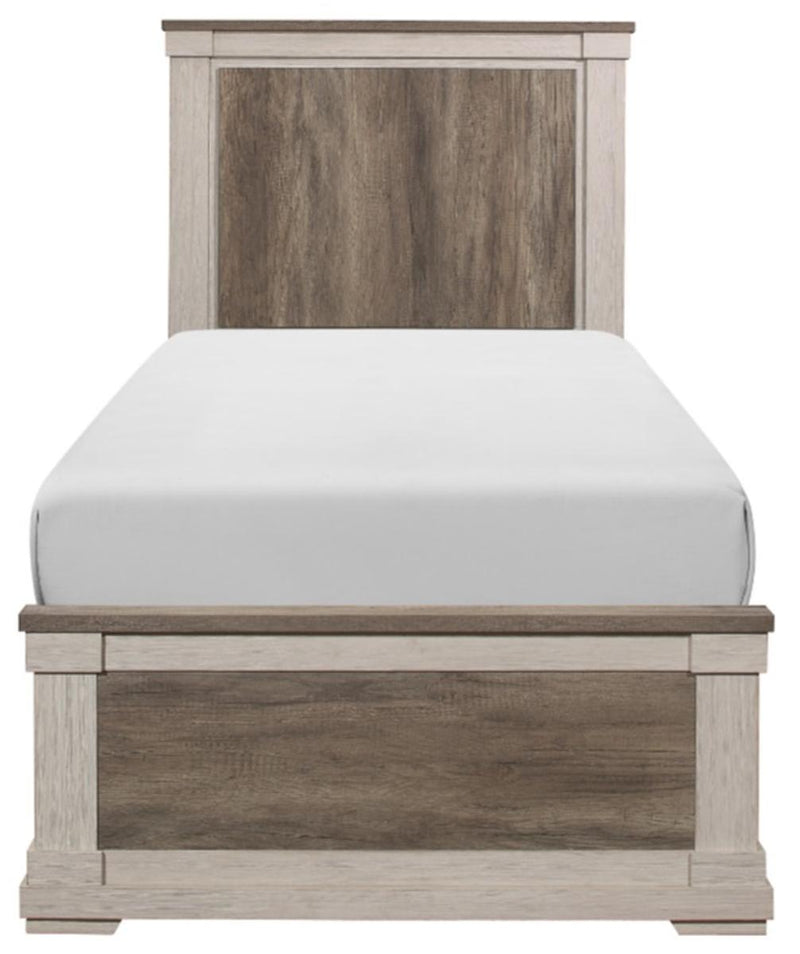 Arcadia Twin Panel Bed in White & Weathered Gray 1677T-1*