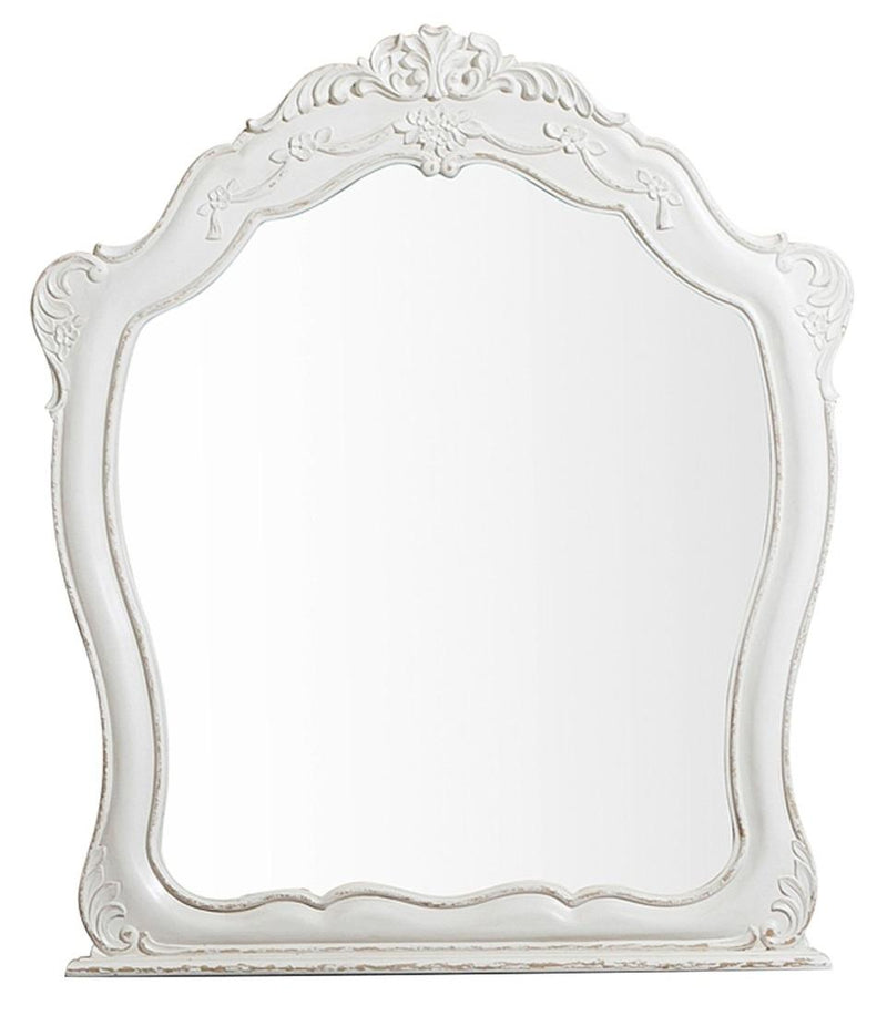 Cinderella Mirror in Antique White with Grey Rub-Through 1386NW-6