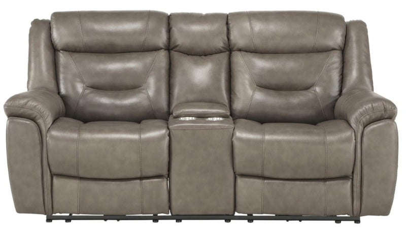 Danio Power Double Reclining Loveseat with Power Headrests in Brownish Gray 9528BRG-2PWH