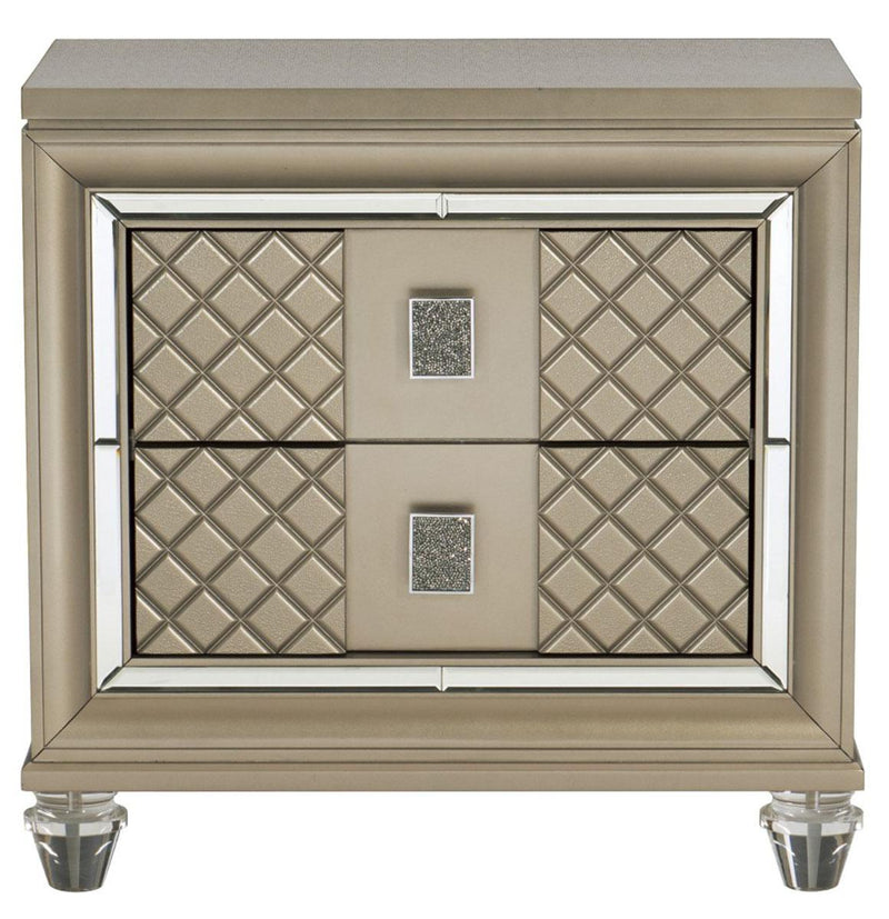 Loudon 2 Drawer Nightstand in Champagne Metallic 1515-4