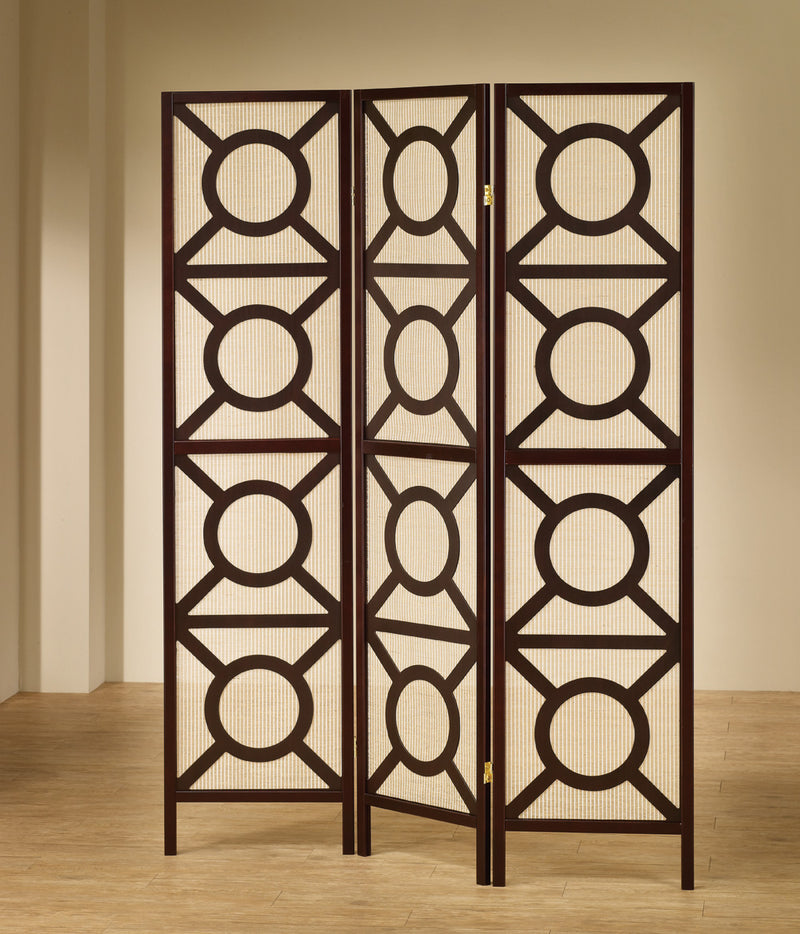 Vulcan 3-panel Geometric Folding Screen Tan and Cappuccino