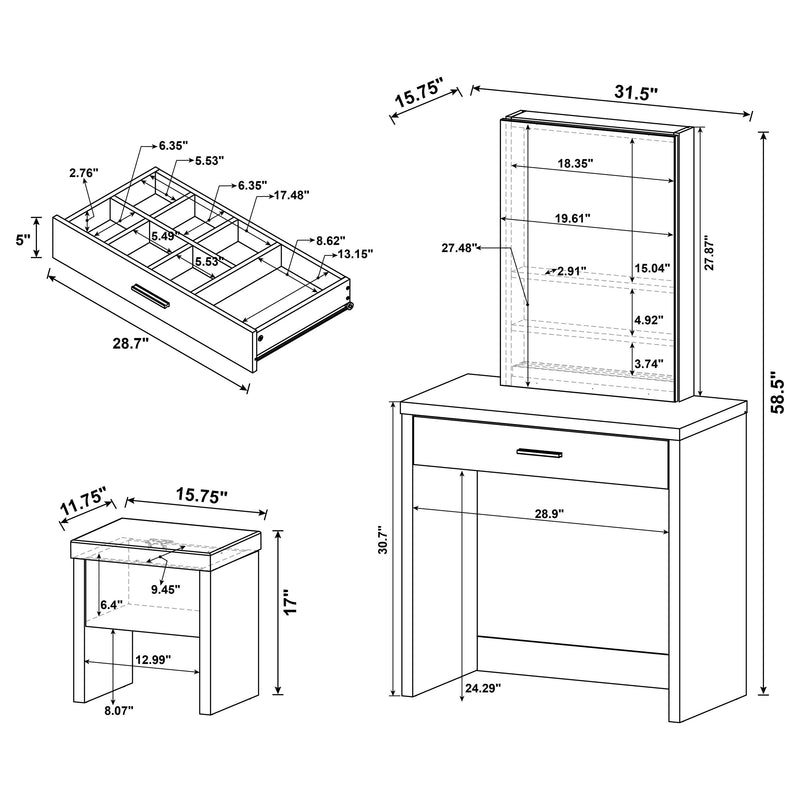 Harvey Makeup Vanity Table with Mirror and Stool