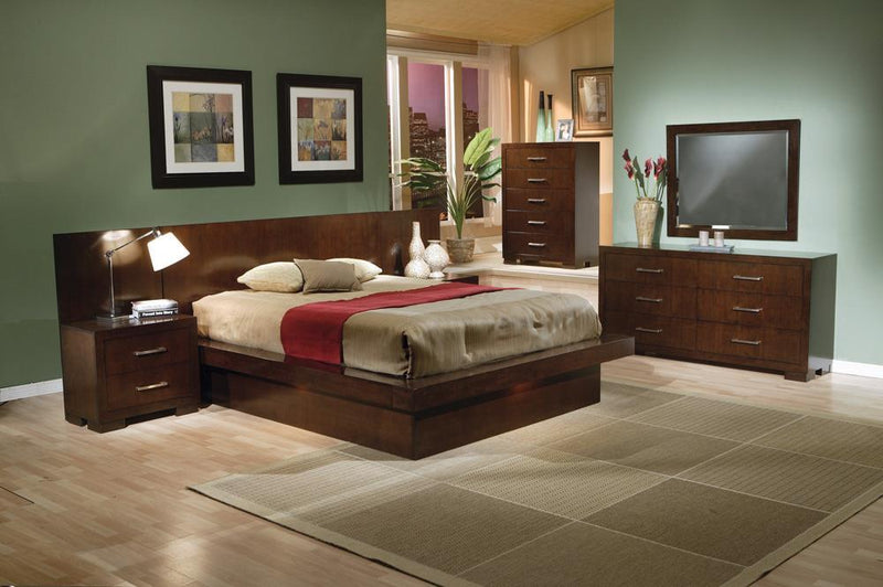 Jessica Eastern King & Queen Platform Bed with Rail Seating Cappuccino
