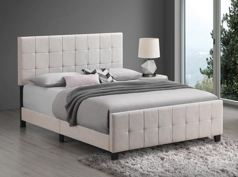 Fairfield Eastern King & Queen Upholstered Panel Bed Beige & Grey