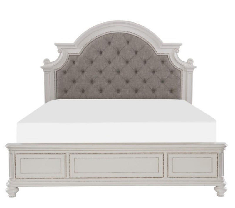 Baylesford King Upholstered Panel Bed in Antique White 1624KW-1EK*