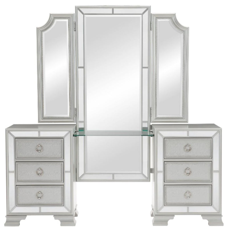 Avondale Vanity Dresser with Mirror in Silver 1646-15