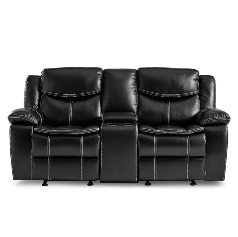 Bastrop Double Glider Reclining Loveseat in Black 8230BLK-2