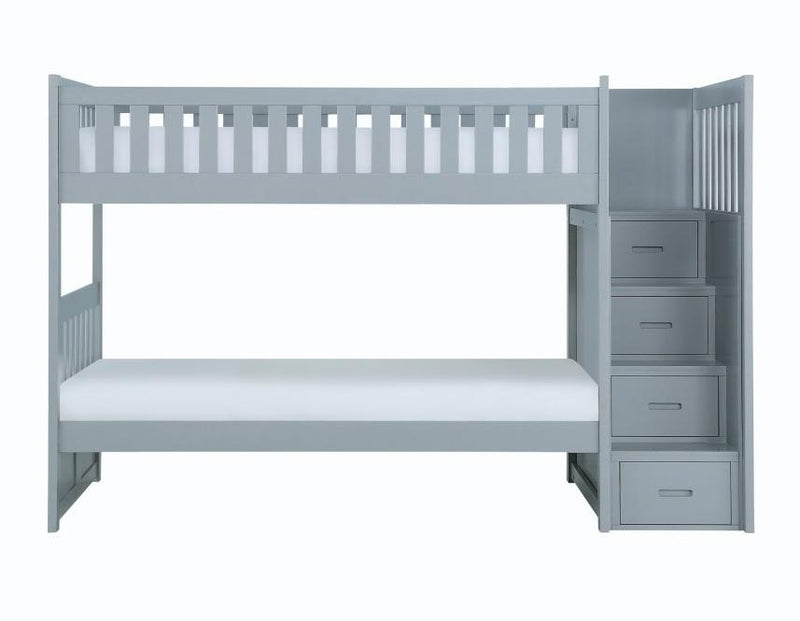 Orion Bunk Bed w/ Reversible Step Storage in Gray B2063SB-1*