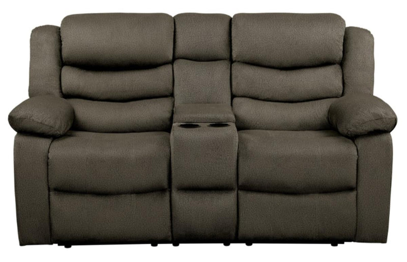 Discus Double Reclining Loveseat in Brown 9526BR-2