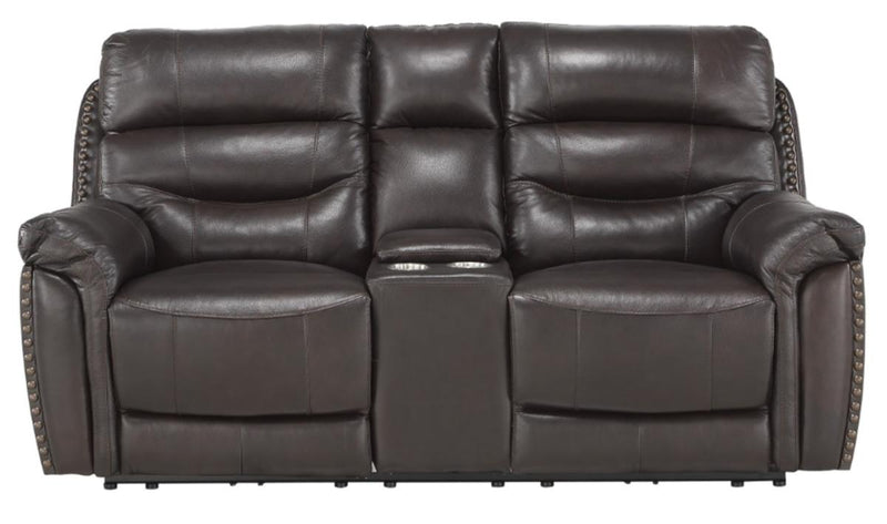 Lance Power Double Reclining Loveseat with Power Headrests in Brown 9527BRW-2PWH