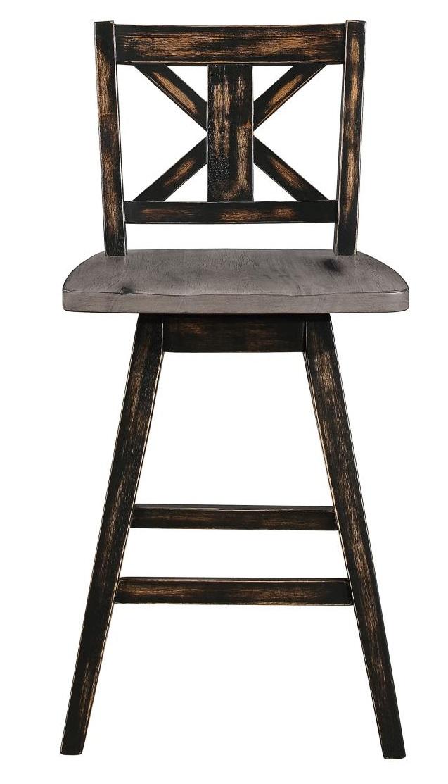 Amsonia Swivel Counter Height Chair in Gray and Black (Set of 2)