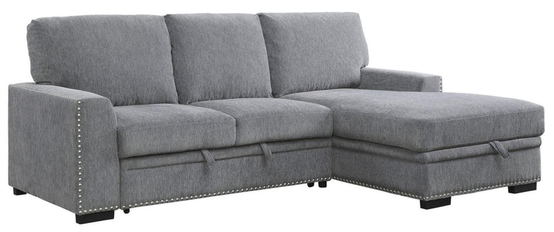 Morelia 2pc Sectional with Pull Out Bed and Right Chaise in Dark Gray 9468DG*2RC2L